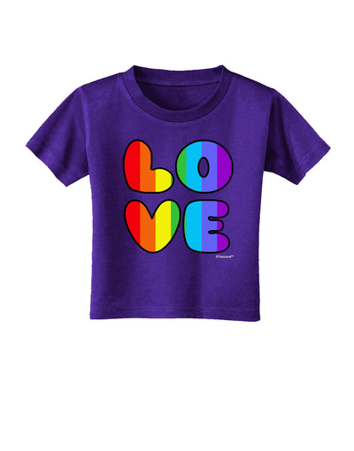 Rainbow LOVE Text Toddler T-Shirt Dark by TooLoud-Toddler T-Shirt-TooLoud-Purple-2T-Davson Sales