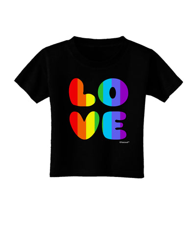 Rainbow LOVE Text Toddler T-Shirt Dark by TooLoud-Toddler T-Shirt-TooLoud-Black-2T-Davson Sales