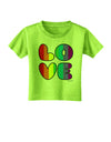 Rainbow LOVE Text Toddler T-Shirt by TooLoud-Toddler T-Shirt-TooLoud-Lime-Green-2T-Davson Sales