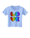 Rainbow LOVE Text Toddler T-Shirt by TooLoud-Toddler T-Shirt-TooLoud-Aquatic-Blue-2T-Davson Sales