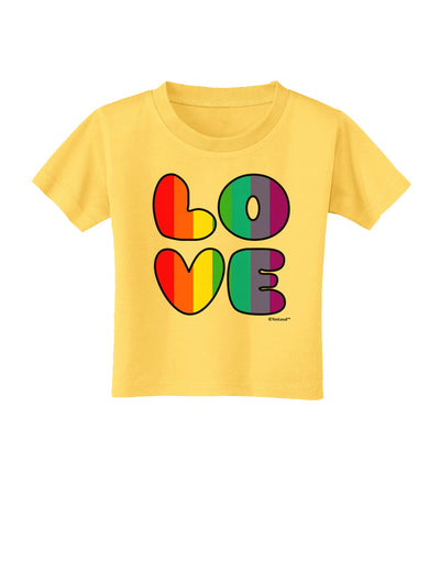 Rainbow LOVE Text Toddler T-Shirt by TooLoud-Toddler T-Shirt-TooLoud-Yellow-2T-Davson Sales