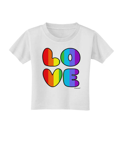 Rainbow LOVE Text Toddler T-Shirt by TooLoud-Toddler T-Shirt-TooLoud-White-2T-Davson Sales