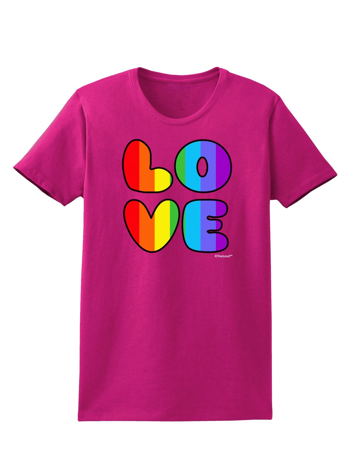 Rainbow LOVE Text Womens Dark T-Shirt by TooLoud-Womens T-Shirt-TooLoud-Hot-Pink-Small-Davson Sales