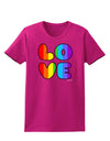 Rainbow LOVE Text Womens Dark T-Shirt by TooLoud-Womens T-Shirt-TooLoud-Hot-Pink-Small-Davson Sales