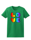 Rainbow LOVE Text Womens Dark T-Shirt by TooLoud-Womens T-Shirt-TooLoud-Kelly-Green-X-Small-Davson Sales