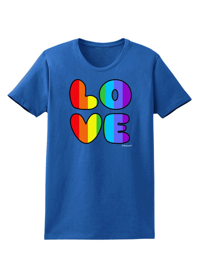 Rainbow LOVE Text Womens Dark T-Shirt by TooLoud-Womens T-Shirt-TooLoud-Royal-Blue-X-Small-Davson Sales