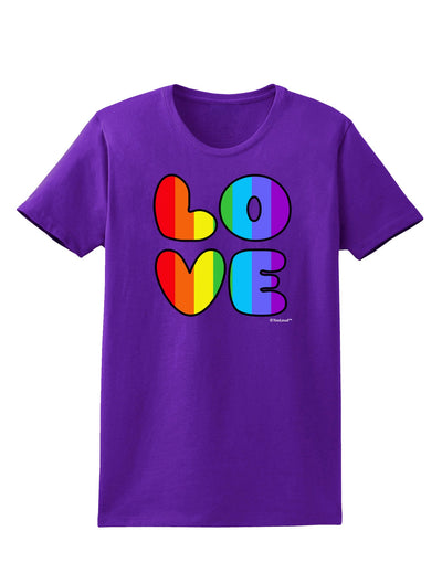 Rainbow LOVE Text Womens Dark T-Shirt by TooLoud-Womens T-Shirt-TooLoud-Purple-X-Small-Davson Sales