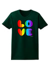 Rainbow LOVE Text Womens Dark T-Shirt by TooLoud-Womens T-Shirt-TooLoud-Forest-Green-Small-Davson Sales