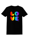 Rainbow LOVE Text Womens Dark T-Shirt by TooLoud-Womens T-Shirt-TooLoud-Black-X-Small-Davson Sales