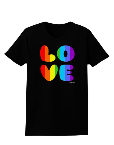 Rainbow LOVE Text Womens Dark T-Shirt by TooLoud-Womens T-Shirt-TooLoud-Black-X-Small-Davson Sales