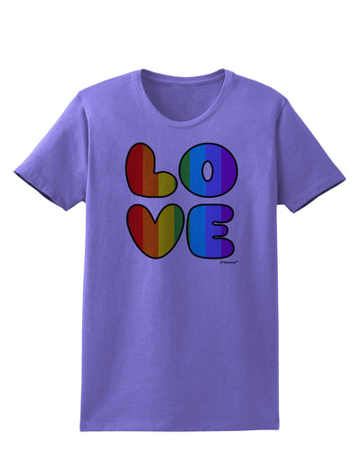 Rainbow LOVE Text Womens T-Shirt by TooLoud-Womens T-Shirt-TooLoud-Violet-X-Small-Davson Sales