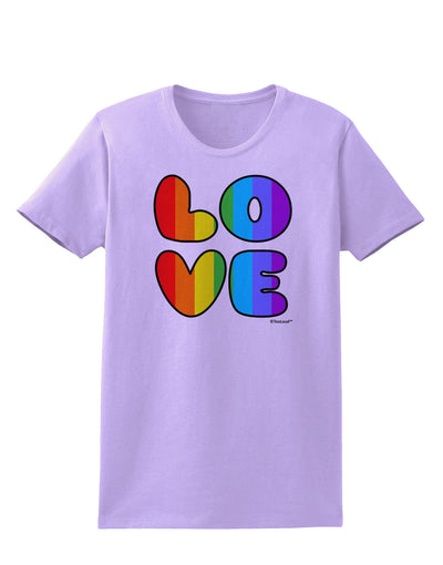 Rainbow LOVE Text Womens T-Shirt by TooLoud-Womens T-Shirt-TooLoud-Lavender-X-Small-Davson Sales