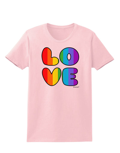 Rainbow LOVE Text Womens T-Shirt by TooLoud-Womens T-Shirt-TooLoud-PalePink-X-Small-Davson Sales