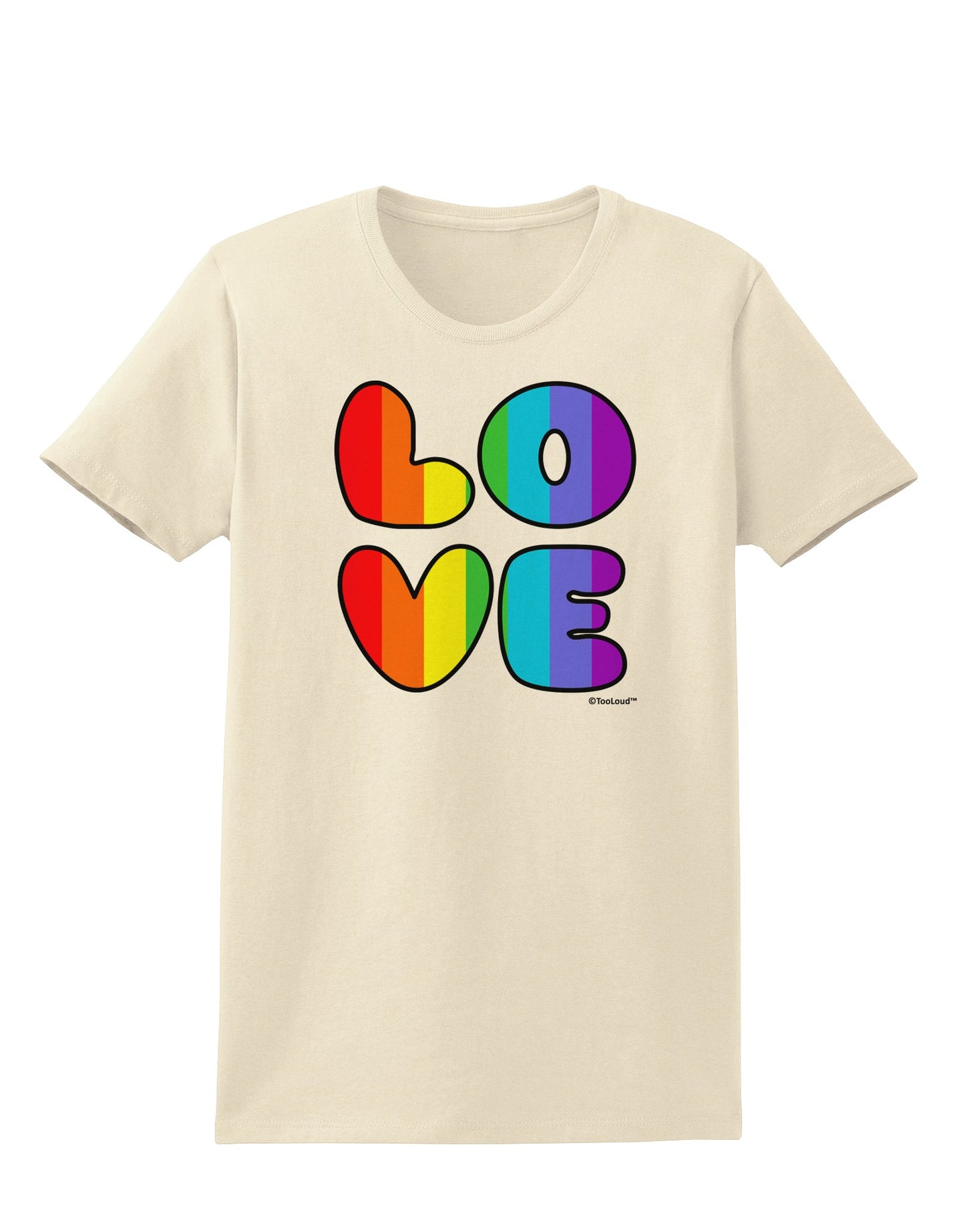 Rainbow LOVE Text Womens T-Shirt by TooLoud-Womens T-Shirt-TooLoud-Natural-X-Small-Davson Sales