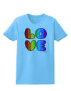 Rainbow LOVE Text Womens T-Shirt by TooLoud-Womens T-Shirt-TooLoud-Aquatic-Blue-X-Small-Davson Sales