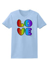 Rainbow LOVE Text Womens T-Shirt by TooLoud-Womens T-Shirt-TooLoud-Light-Blue-X-Small-Davson Sales