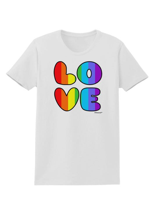 Rainbow LOVE Text Womens T-Shirt by TooLoud-Womens T-Shirt-TooLoud-White-X-Small-Davson Sales