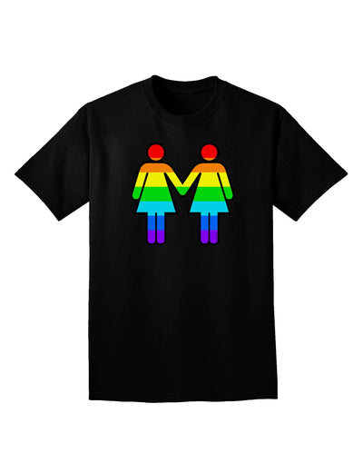 Rainbow Lesbian Women Holding Hands Adult Dark V-Neck T-Shirt-Mens V-Neck T-Shirt-TooLoud-Black-Small-Davson Sales