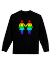 Rainbow Lesbian Women Holding Hands Adult Long Sleeve Dark T-Shirt-TooLoud-Black-Small-Davson Sales