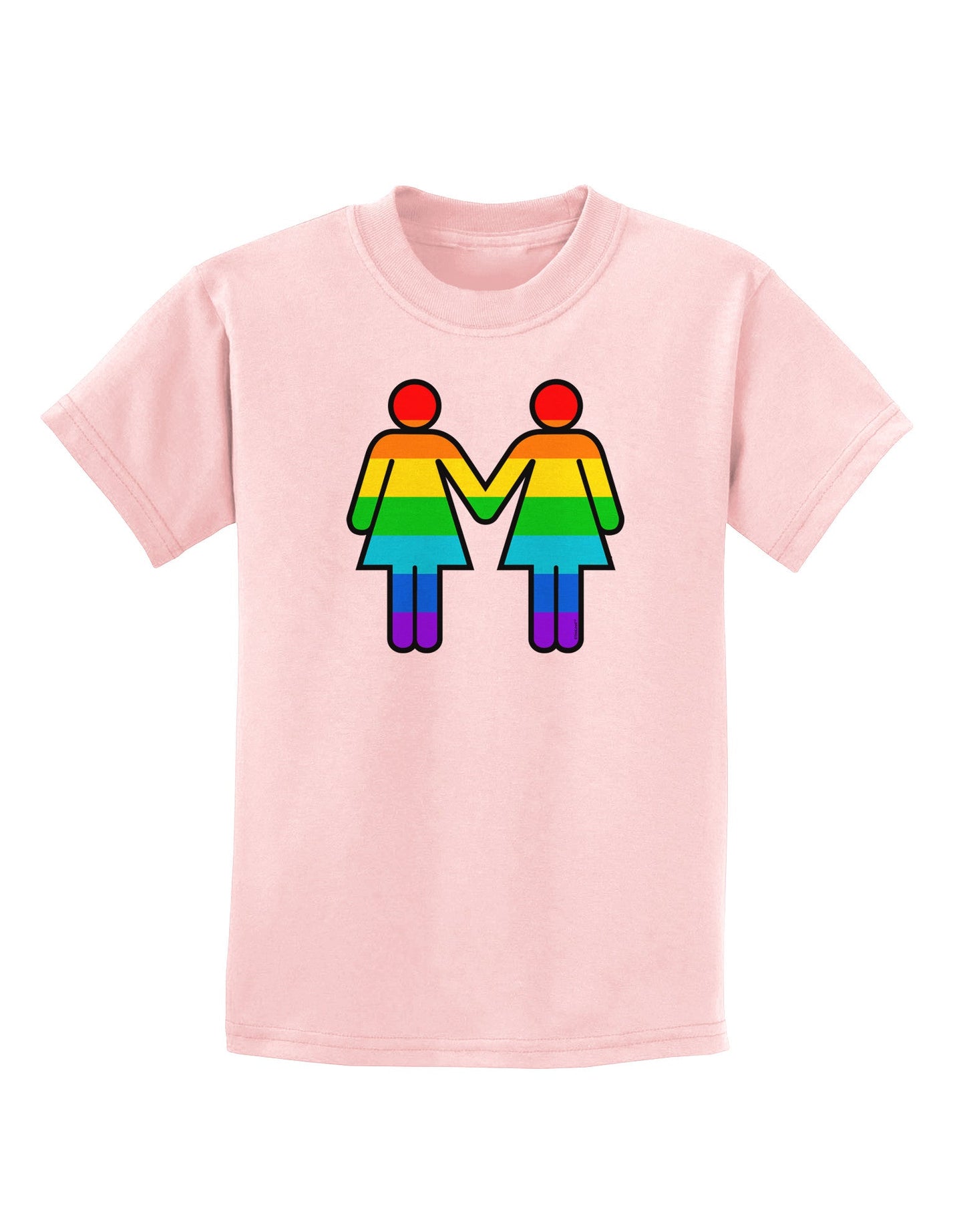 Rainbow Lesbian Women Holding Hands Childrens T-Shirt-Childrens T-Shirt-TooLoud-PalePink-X-Small-Davson Sales