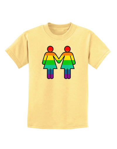 Rainbow Lesbian Women Holding Hands Childrens T-Shirt-Childrens T-Shirt-TooLoud-Daffodil-Yellow-X-Small-Davson Sales