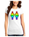 Rainbow Lesbian Women Holding Hands Juniors T-Shirt-Womens Juniors T-Shirt-TooLoud-White-Juniors Fitted XS-Davson Sales