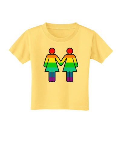 Rainbow Lesbian Women Holding Hands Toddler T-Shirt-Toddler T-Shirt-TooLoud-Daffodil-Yellow-2T-Davson Sales