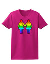 Rainbow Lesbian Women Holding Hands Womens Dark T-Shirt-TooLoud-Hot-Pink-Small-Davson Sales