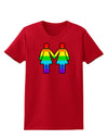 Rainbow Lesbian Women Holding Hands Womens Dark T-Shirt-TooLoud-Red-X-Small-Davson Sales