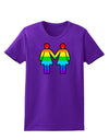 Rainbow Lesbian Women Holding Hands Womens Dark T-Shirt-TooLoud-Purple-X-Small-Davson Sales