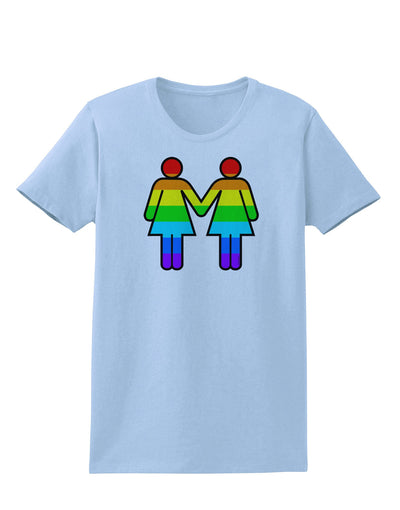 Rainbow Lesbian Women Holding Hands Womens T-Shirt-Womens T-Shirt-TooLoud-Light-Blue-X-Small-Davson Sales