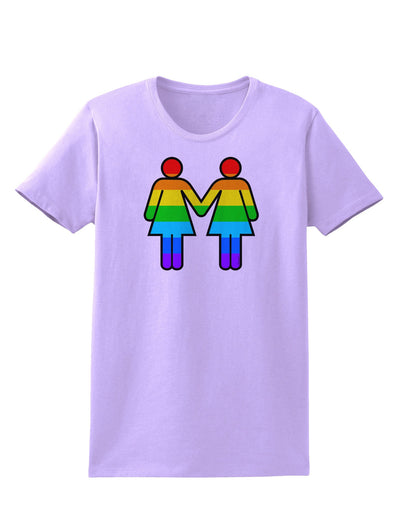 Rainbow Lesbian Women Holding Hands Womens T-Shirt-Womens T-Shirt-TooLoud-Lavender-X-Small-Davson Sales