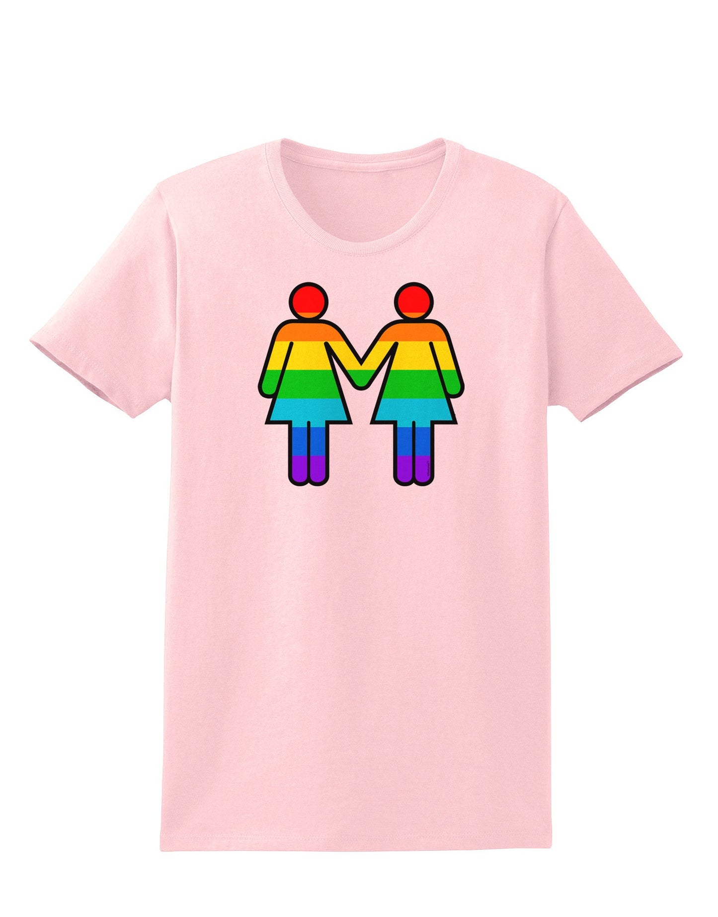 Rainbow Lesbian Women Holding Hands Womens T-Shirt-Womens T-Shirt-TooLoud-PalePink-X-Small-Davson Sales
