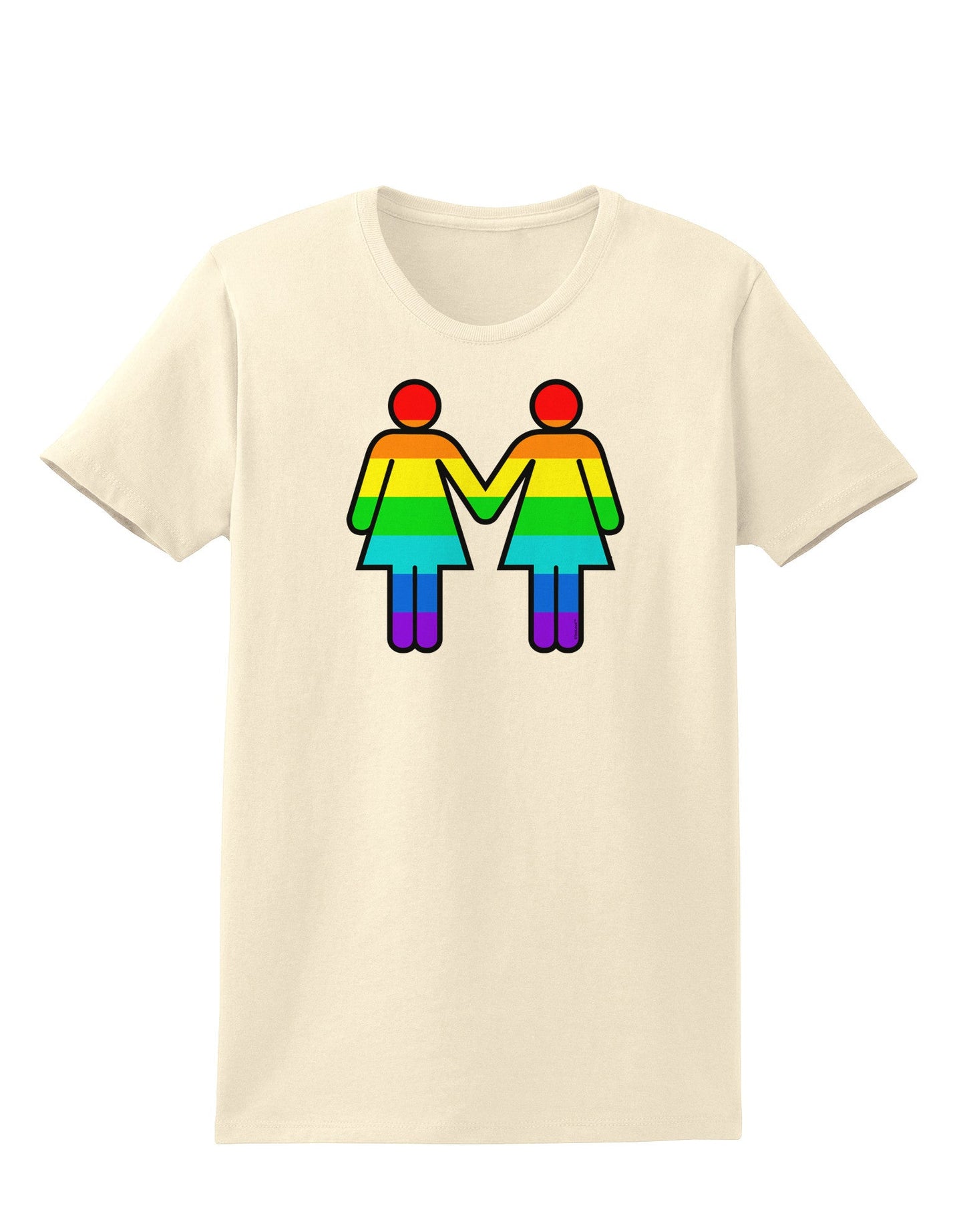 Rainbow Lesbian Women Holding Hands Womens T-Shirt-Womens T-Shirt-TooLoud-Natural-X-Small-Davson Sales