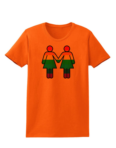 Rainbow Lesbian Women Holding Hands Womens T-Shirt-Womens T-Shirt-TooLoud-Orange-X-Small-Davson Sales