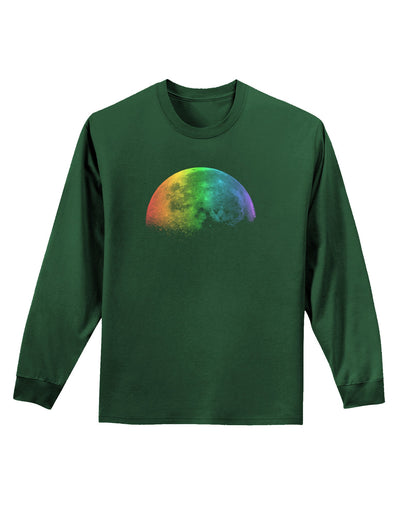 Rainbow Moon Adult Long Sleeve Dark T-Shirt-TooLoud-Dark-Green-Small-Davson Sales