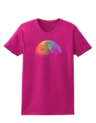 Rainbow Moon Womens Dark T-Shirt-TooLoud-Hot-Pink-Small-Davson Sales