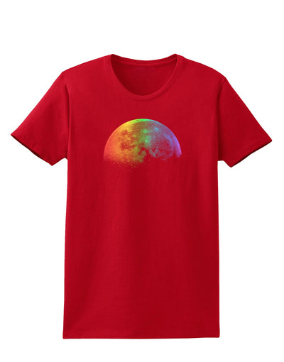 Rainbow Moon Womens Dark T-Shirt-TooLoud-Red-X-Small-Davson Sales