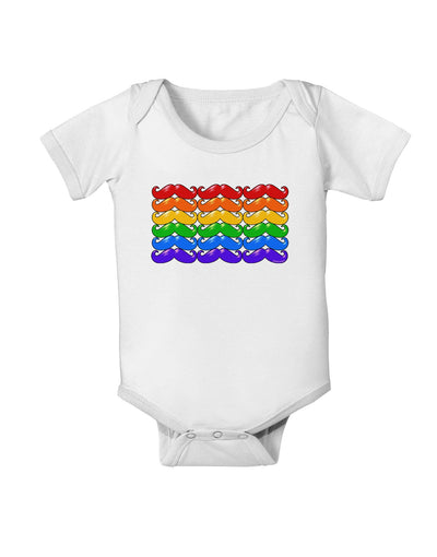 Rainbow Mustaches Gay Pride Flag Baby Romper Bodysuit-Baby Romper-TooLoud-White-06-Months-Davson Sales