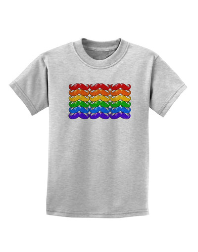 Rainbow Mustaches Gay Pride Flag Childrens T-Shirt-Childrens T-Shirt-TooLoud-AshGray-X-Small-Davson Sales