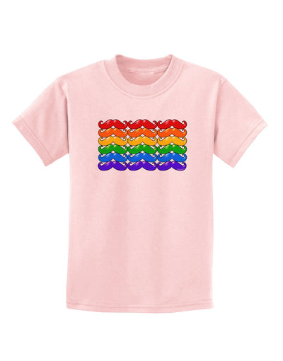 Rainbow Mustaches Gay Pride Flag Childrens T-Shirt-Childrens T-Shirt-TooLoud-PalePink-X-Small-Davson Sales