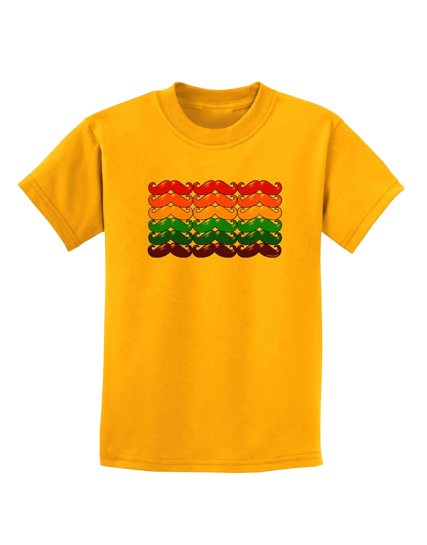 Rainbow Mustaches Gay Pride Flag Childrens T-Shirt-Childrens T-Shirt-TooLoud-Gold-X-Small-Davson Sales