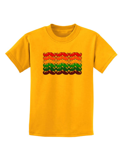 Rainbow Mustaches Gay Pride Flag Childrens T-Shirt-Childrens T-Shirt-TooLoud-Gold-X-Small-Davson Sales