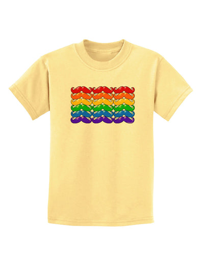 Rainbow Mustaches Gay Pride Flag Childrens T-Shirt-Childrens T-Shirt-TooLoud-Daffodil-Yellow-X-Small-Davson Sales