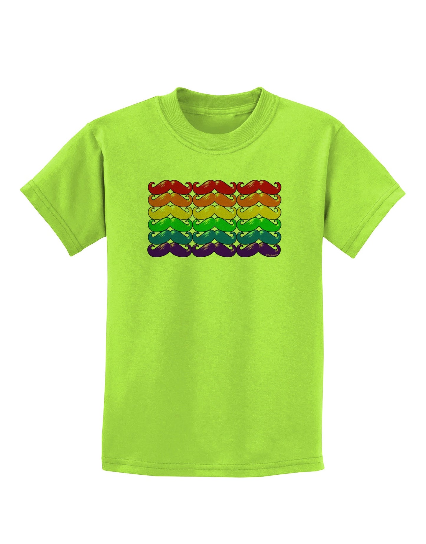 Rainbow Mustaches Gay Pride Flag Childrens T-Shirt-Childrens T-Shirt-TooLoud-Lime-Green-X-Small-Davson Sales