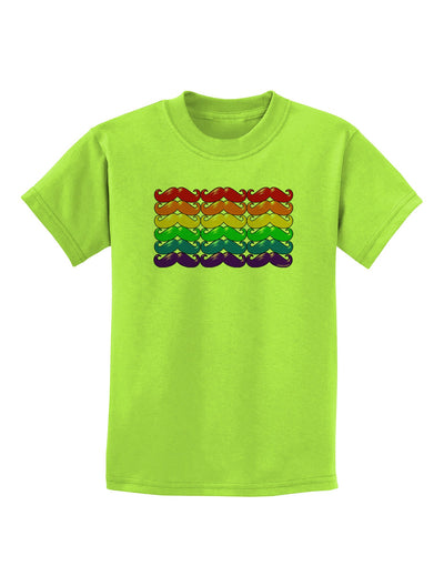 Rainbow Mustaches Gay Pride Flag Childrens T-Shirt-Childrens T-Shirt-TooLoud-Lime-Green-X-Small-Davson Sales