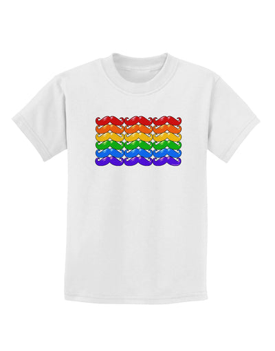 Rainbow Mustaches Gay Pride Flag Childrens T-Shirt-Childrens T-Shirt-TooLoud-White-X-Small-Davson Sales