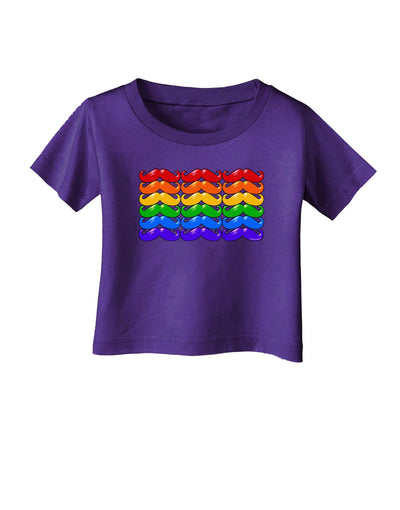 Rainbow Mustaches Gay Pride Flag Infant T-Shirt Dark-Infant T-Shirt-TooLoud-Purple-06-Months-Davson Sales