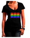 Rainbow Mustaches Gay Pride Flag Juniors V-Neck Dark T-Shirt-Womens V-Neck T-Shirts-TooLoud-Black-Juniors Fitted Small-Davson Sales