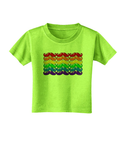 Rainbow Mustaches Gay Pride Flag Toddler T-Shirt-Toddler T-Shirt-TooLoud-Lime-Green-2T-Davson Sales